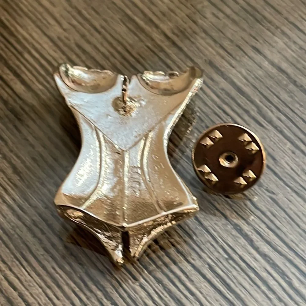2001 Silver-tone Bustier Brooch Pin By Jill Weiner Lingerie Fashion Burlesque